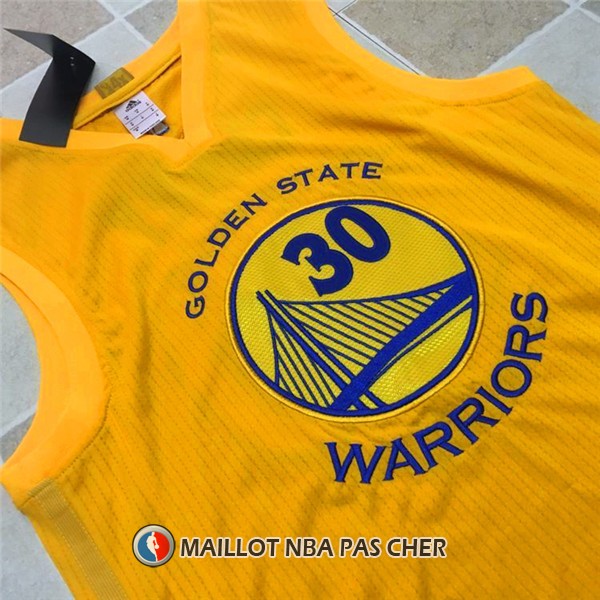 Maillot Authentique Golden State Warriors Curry 30 Jaune